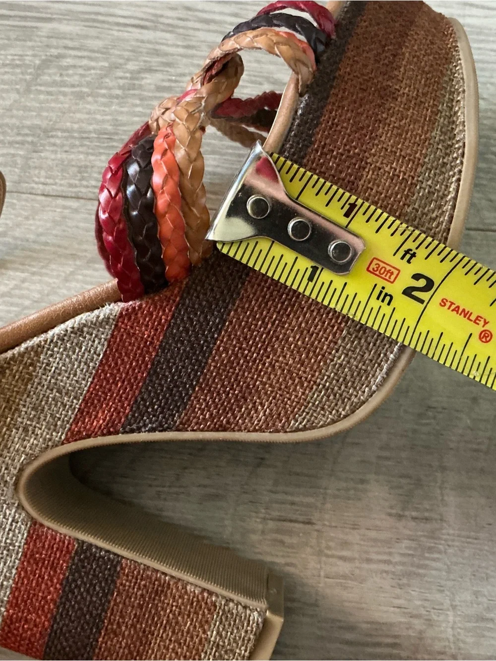 Vintage Madden Girl Rollie platform chunky sandals striped multicolored size 6.5